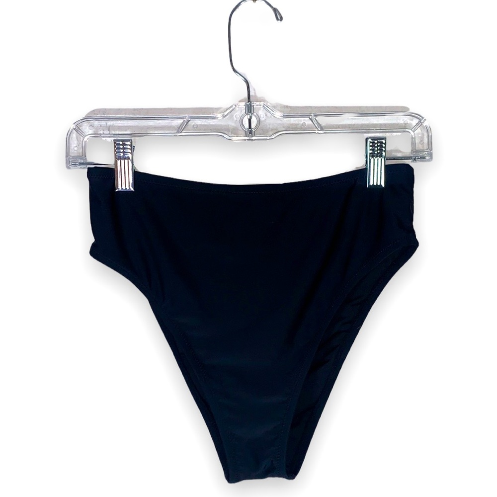 Relleciga High Waisted Bikini Bottoms Black Full Coverage Swim Size Medium Retro